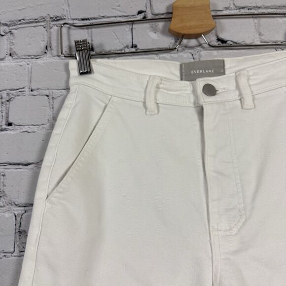 Everlane The Straight Leg Crop Pants White Cotton Twill Womens Size 4 Preppy - Picture 7 of 11